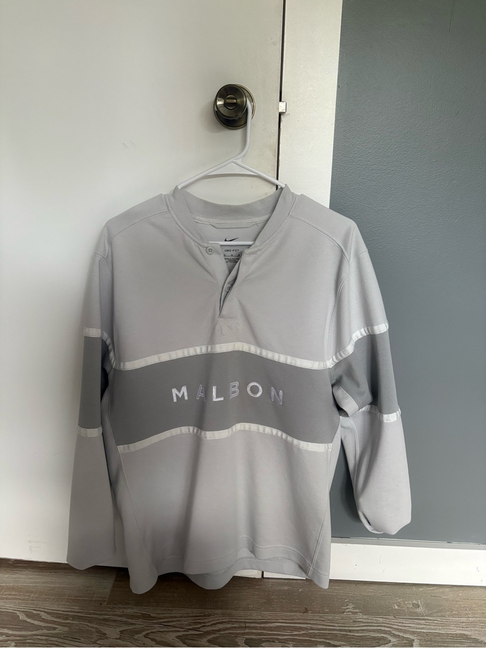 Malbon Light Gray Pullover Henley Hoodie